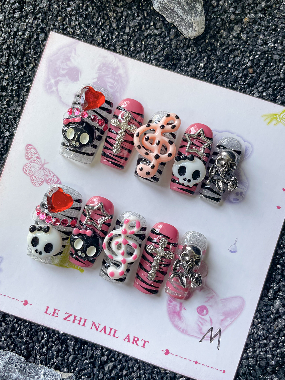 Nail Art Zebra Design - Y2K Hot Girl Skull Head Press