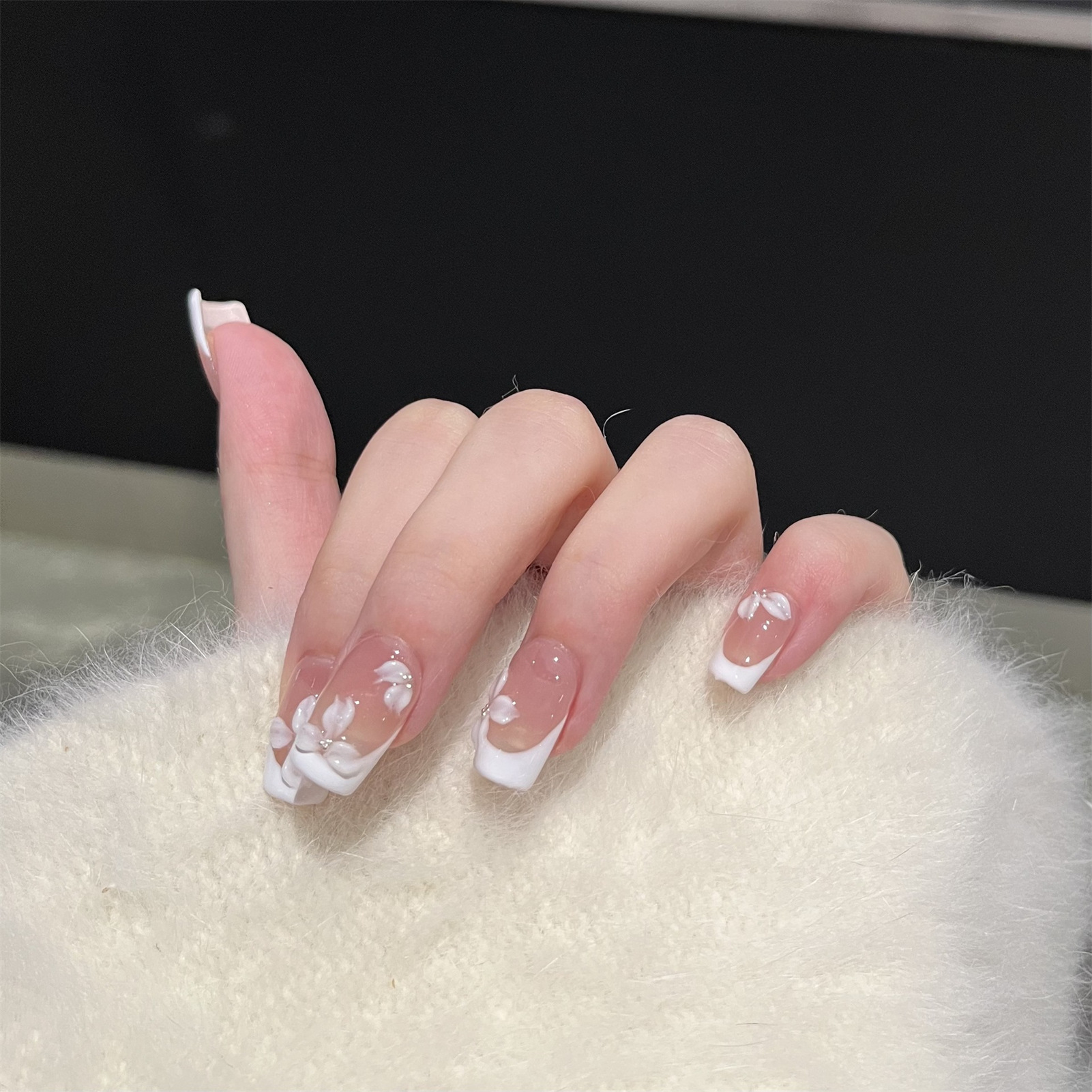 Nail Art Elegant - 10PCS Handmade French Nude White False