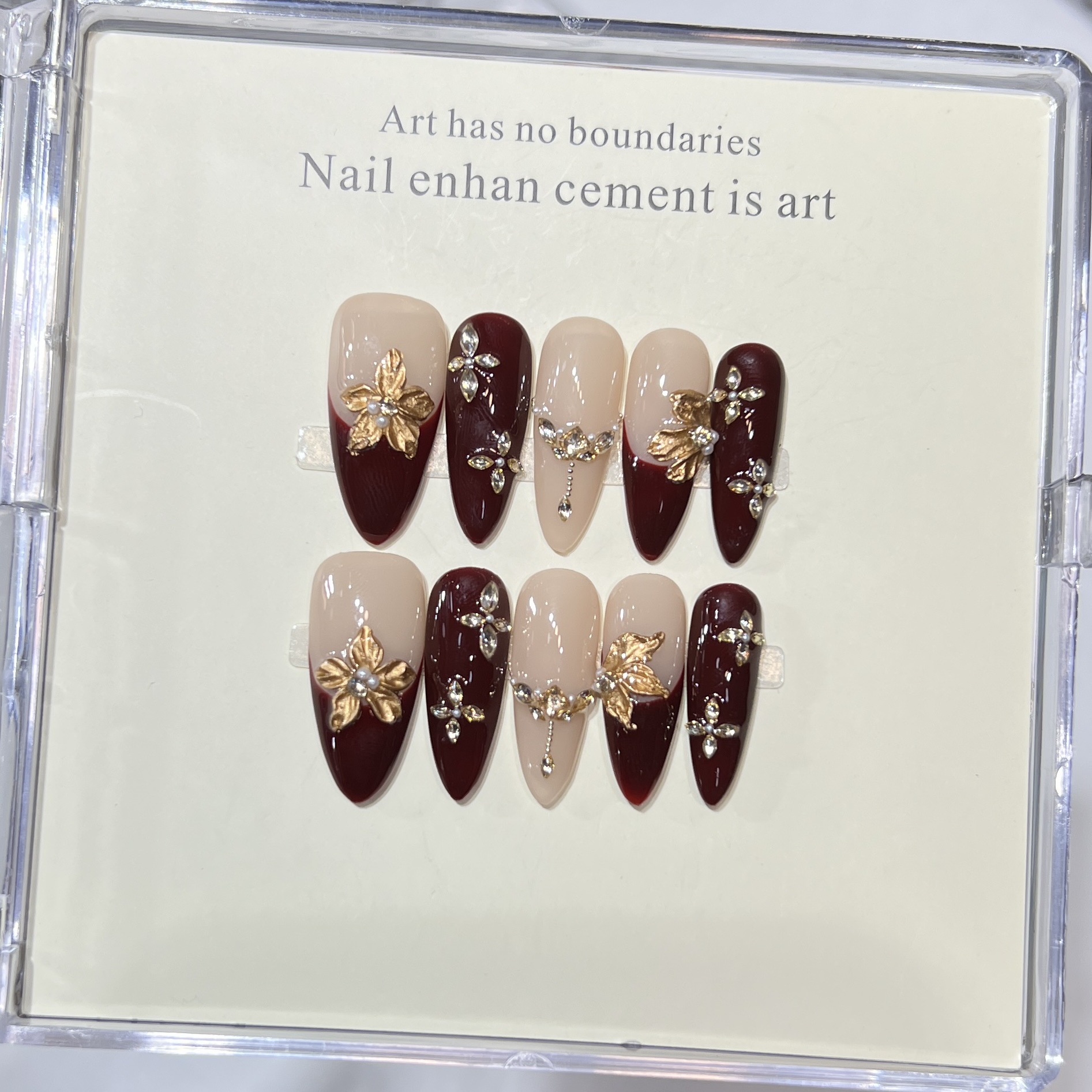 Nail Art Elegant - 10Pcs Handmade Elegant French Detachable Fake