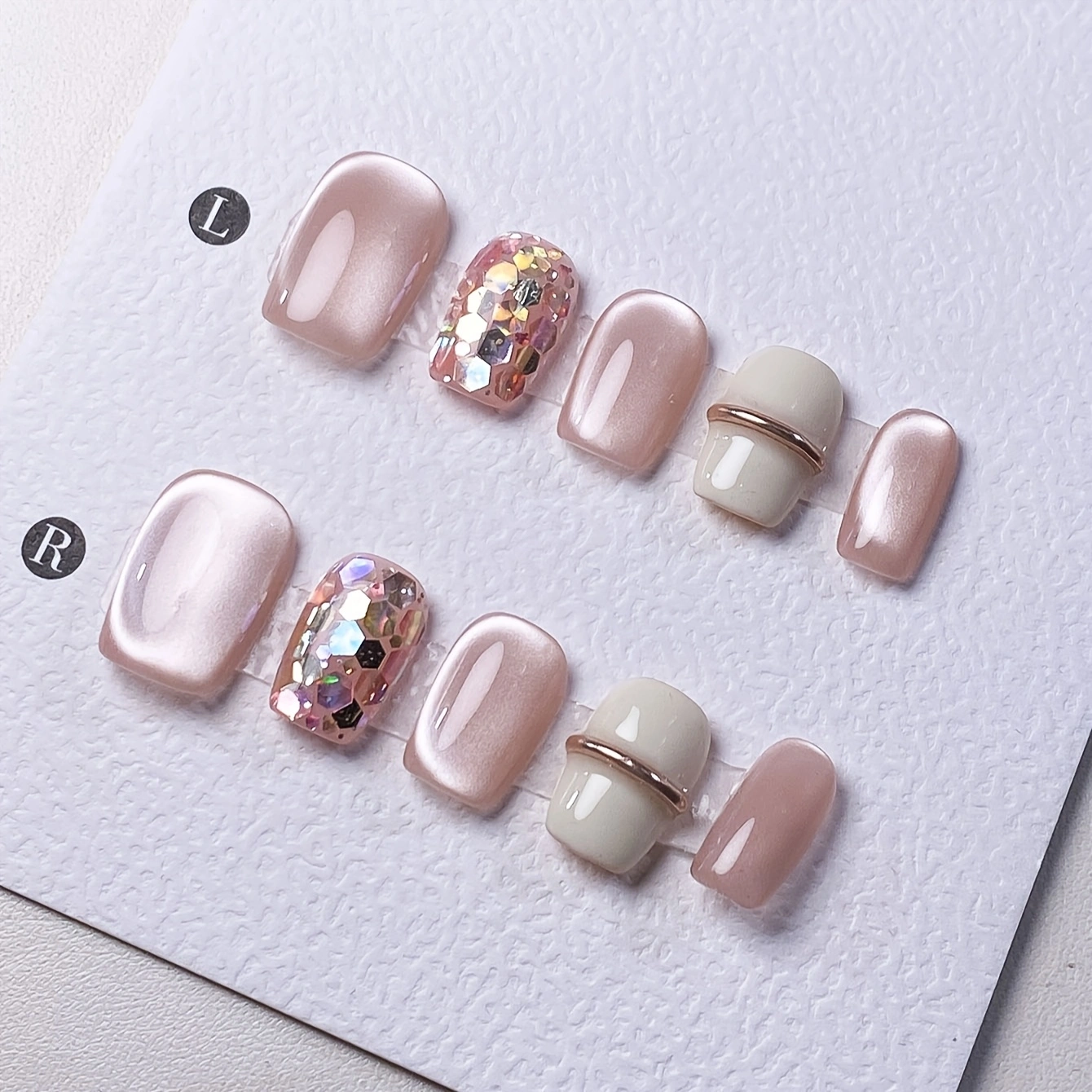 Nail Art Elegant - 10 pieces of pure handmade almond-shaped