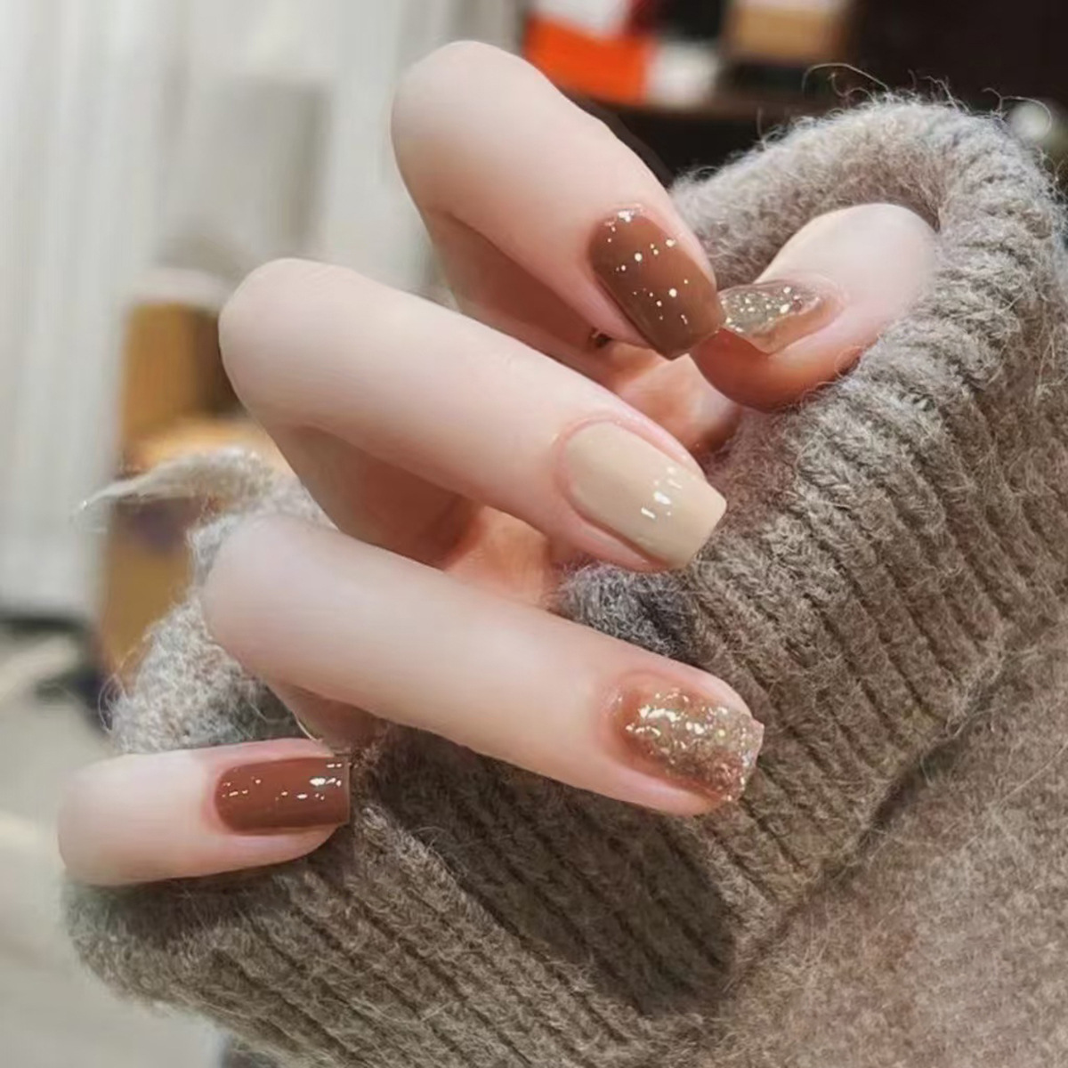 24Pcs Caramel Brown Ombre Glit – Nail Art Elegant Bewertung und Preis