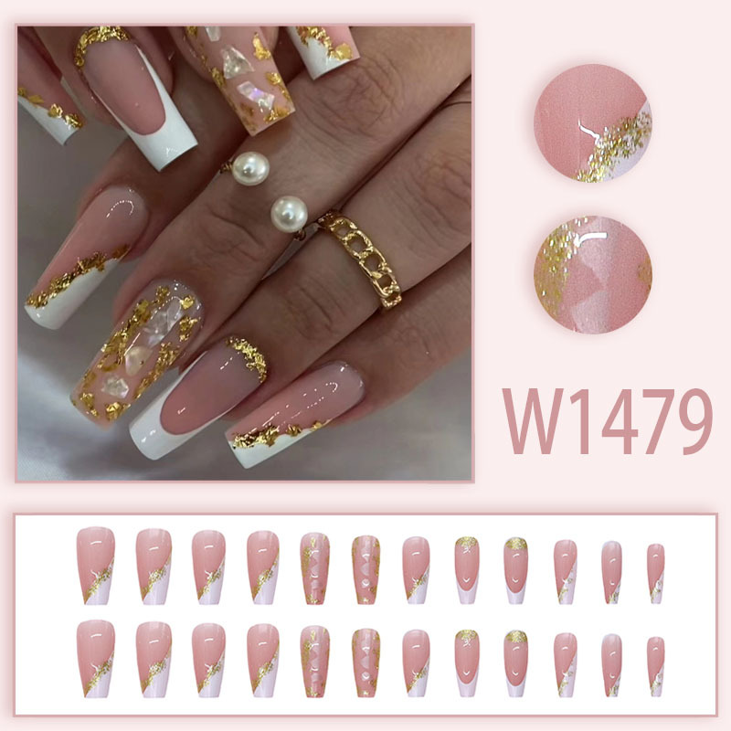 French White Edge Broken Gold  – Nail Art Elegant Bewertung und Preis