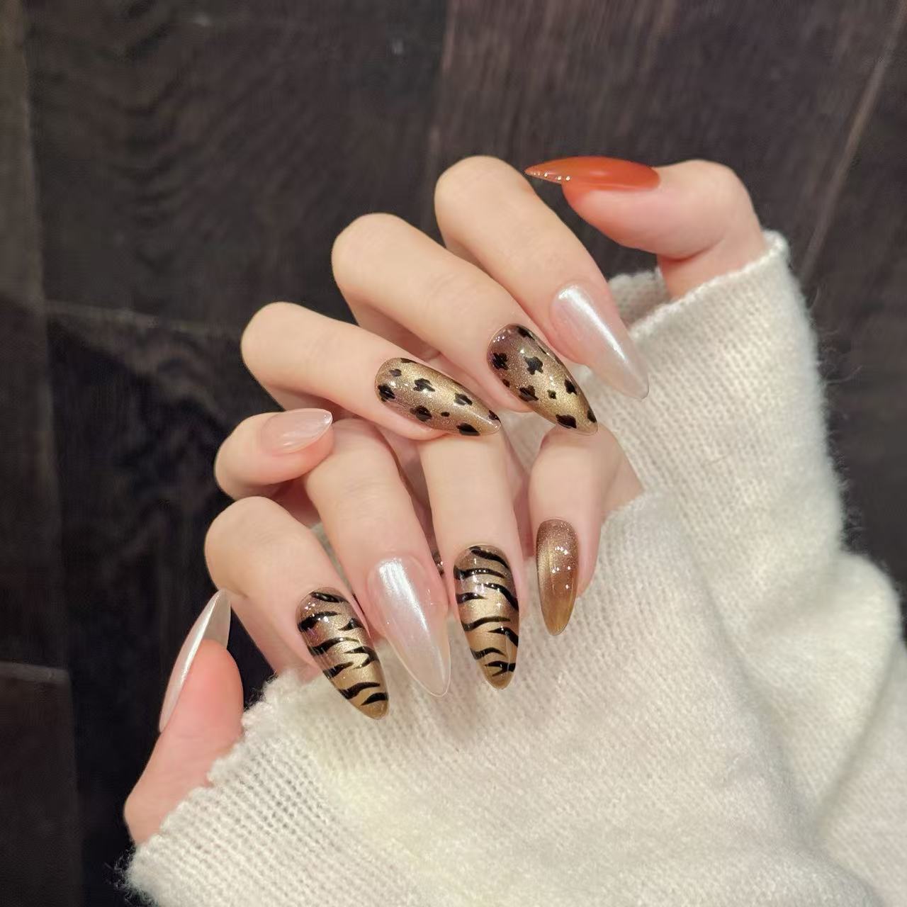 10pcs Handmade Almond Press On – Nail Art Zebra Design Bewertung und Preis