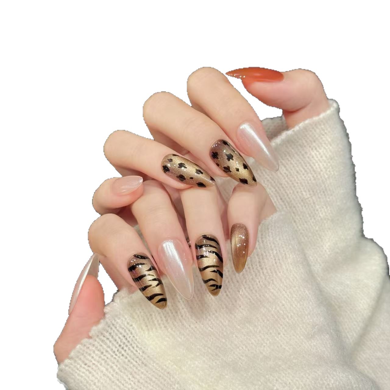 10pcs Handmade Almond Press On – Nail Art Zebra Design Bewertung und Preis