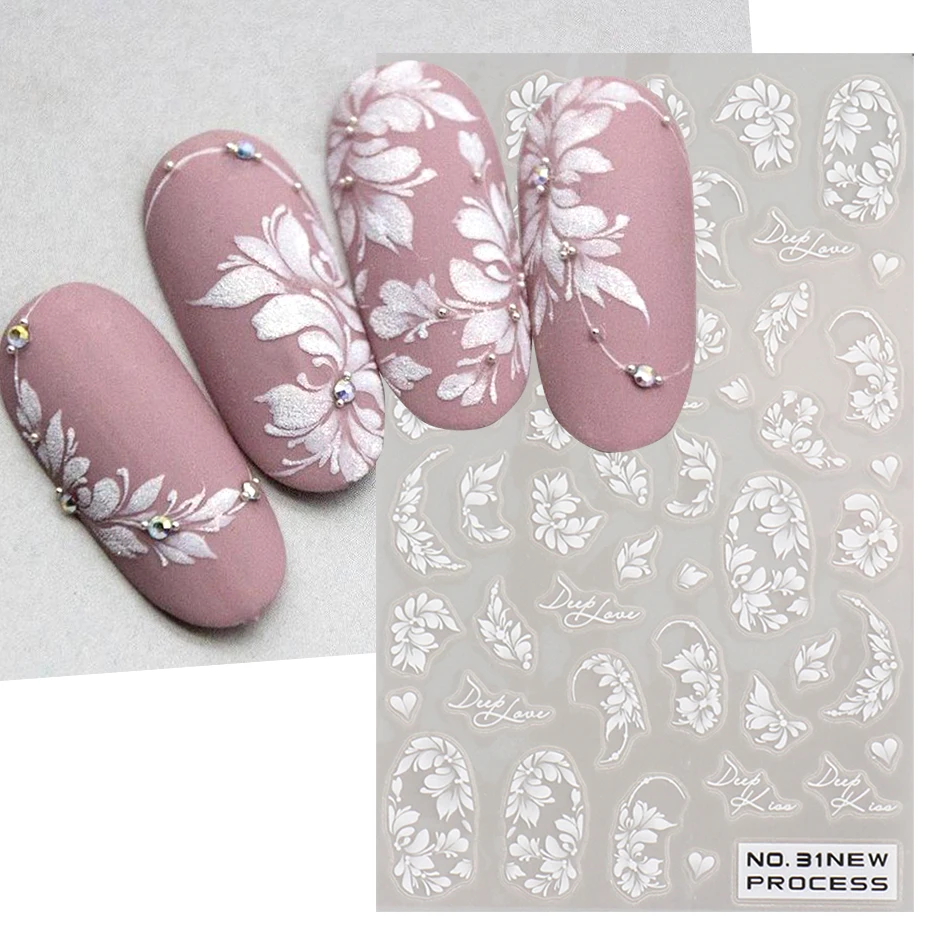 White Lace Flower Nail Art Sti – Nail Art Elegant Bewertung und Preis