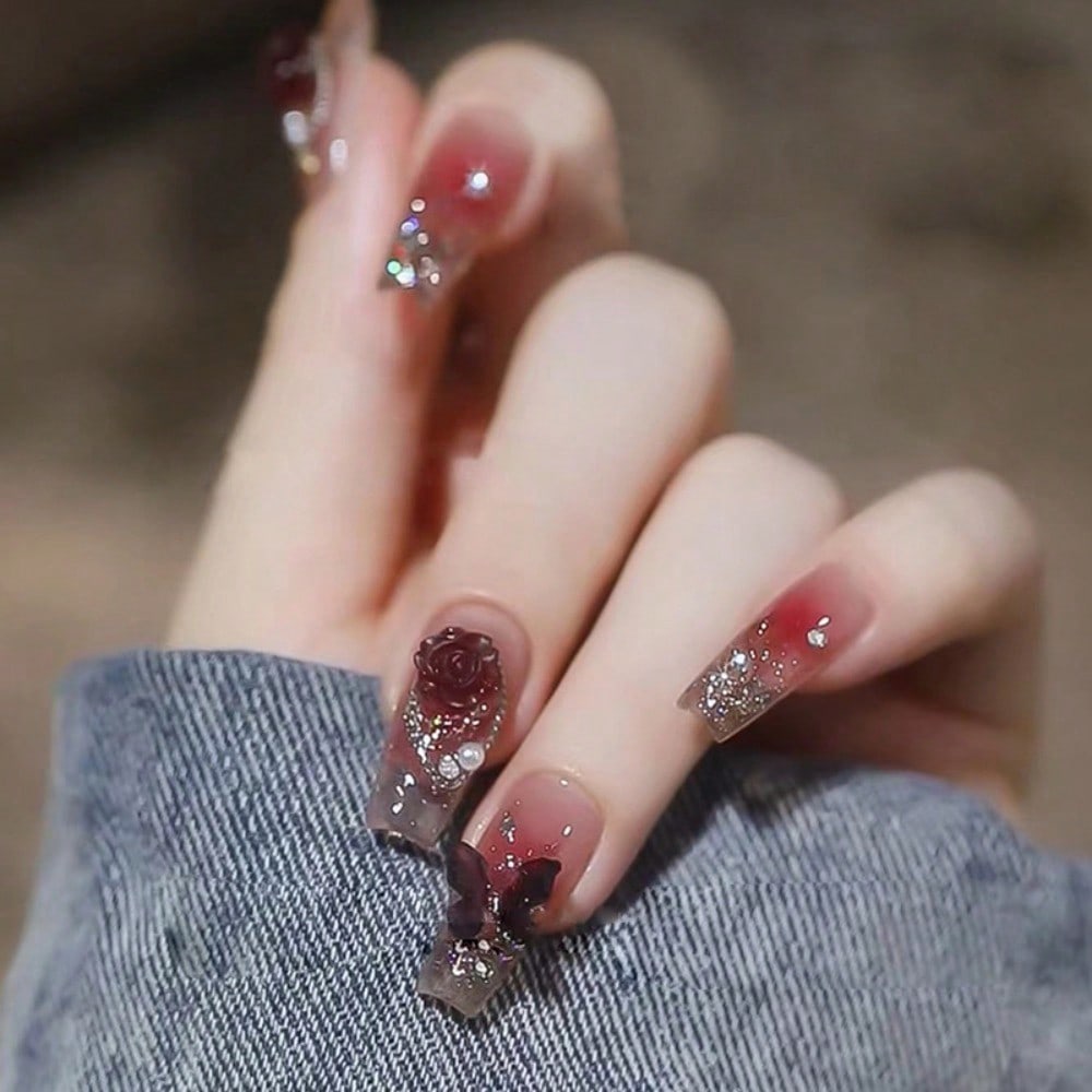 24Pcs Red Rose Butterfly Press – Nail Art Elegant Bewertung und Preis