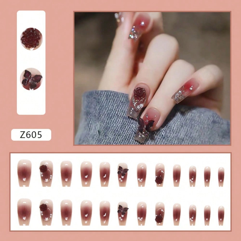 24Pcs Red Rose Butterfly Press – Nail Art Elegant Bewertung und Preis