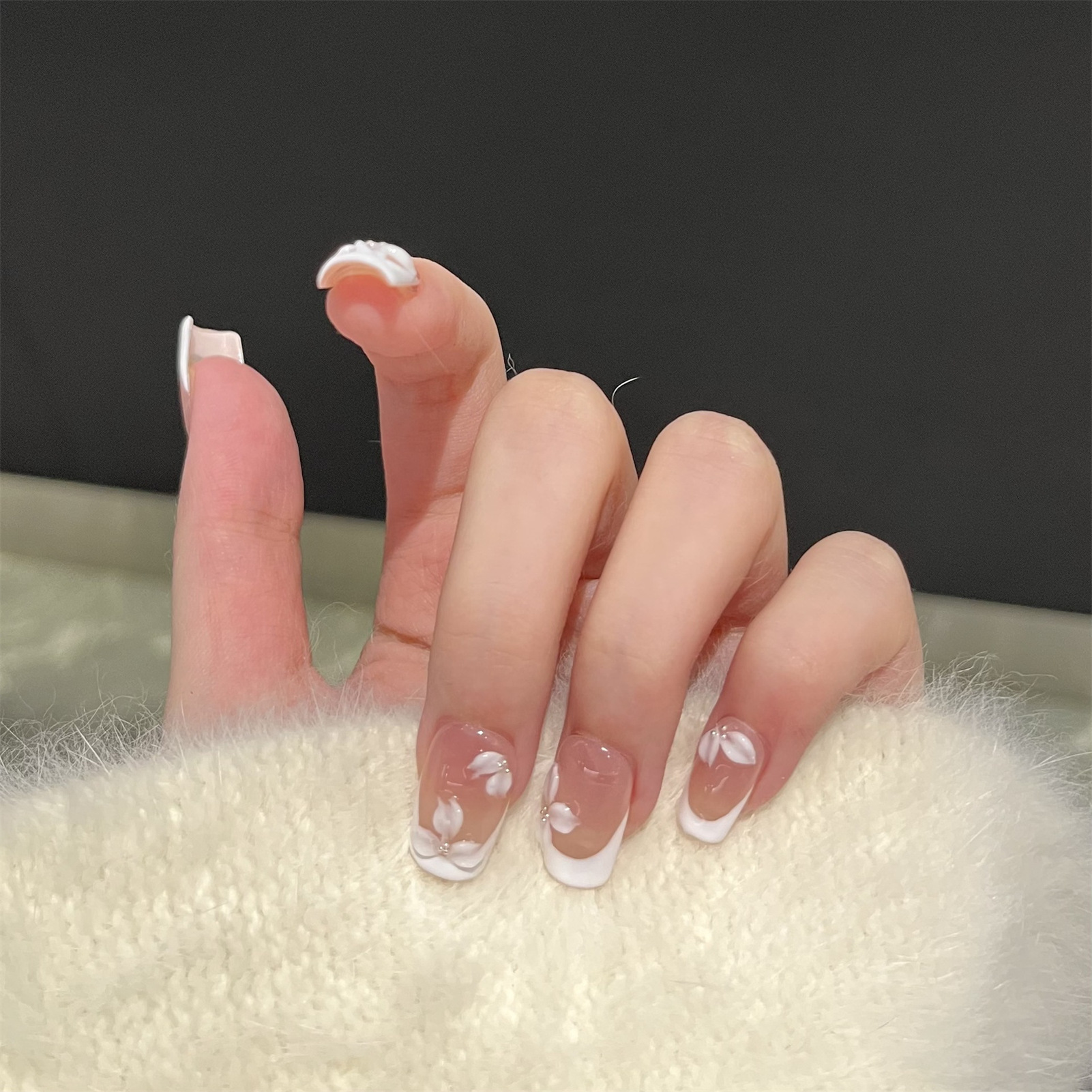10PCS Handmade French Nude Whi – Nail Art Elegant Bewertung und Preis