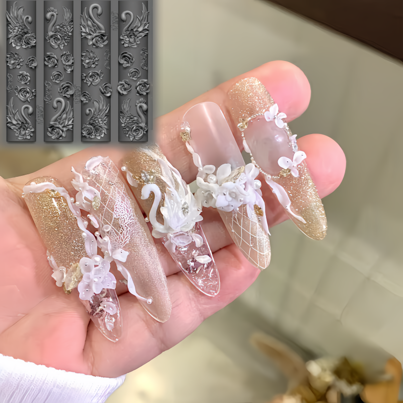 Elegant Swan Rose Bow 3D Flowe – Nail Art Elegant Bewertung und Preis