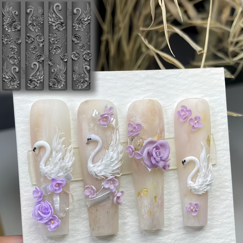 Elegant Swan Rose Bow 3D Flowe – Nail Art Elegant Bewertung und Preis