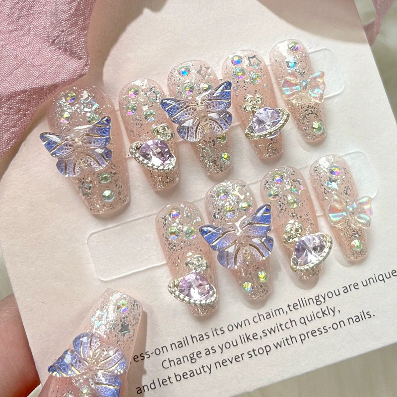 10Pcs Handmade Press On Nails  – Nail Art Xs Bewertung und Preis