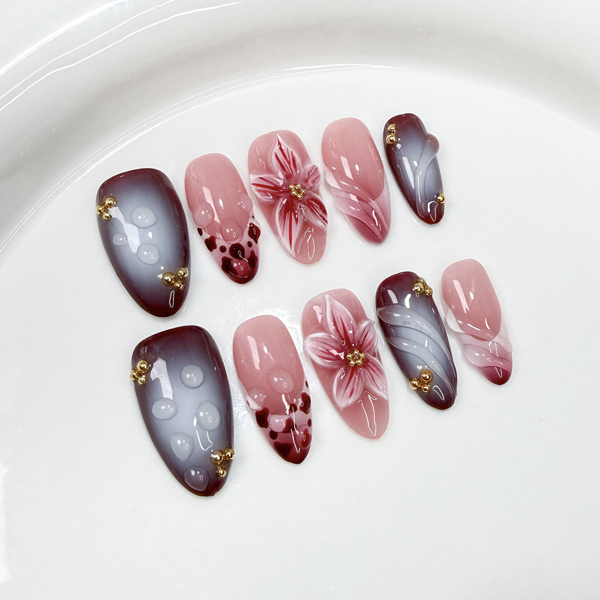 10Pcs Handmade Elegant French  – Nail Art Elegant Bewertung und Preis